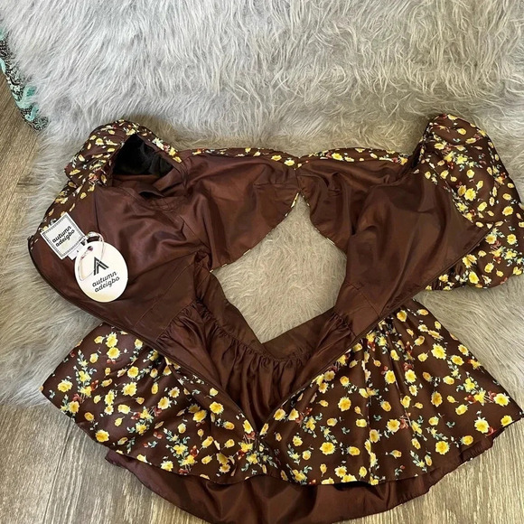 NWT AUTUMN ADEIGBO Bridgette Puff Sleeve Cut-Out Top size 4 - Picture 10 of 14